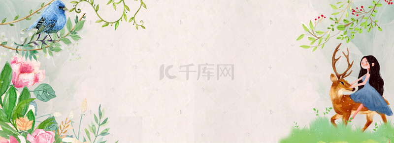 秋季手绘电商海报背景图片_清新手绘新风尚电商海报背景