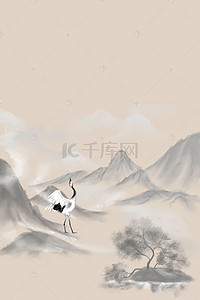 山水屋檐背景图片_中国风传统山水风景