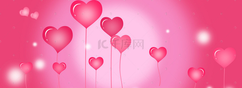 闪光气球背景图片_粉色红心气球情人节背景