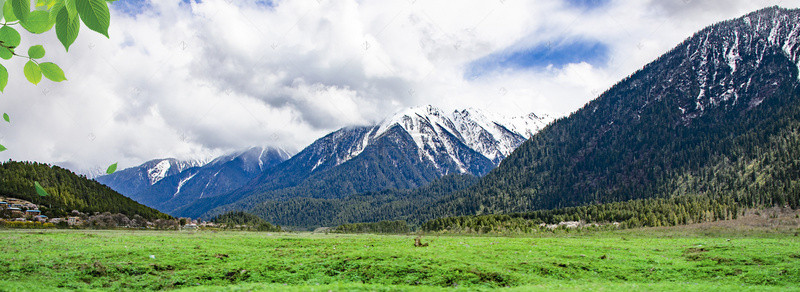 极简外景背景图片_青山绿意背景海报