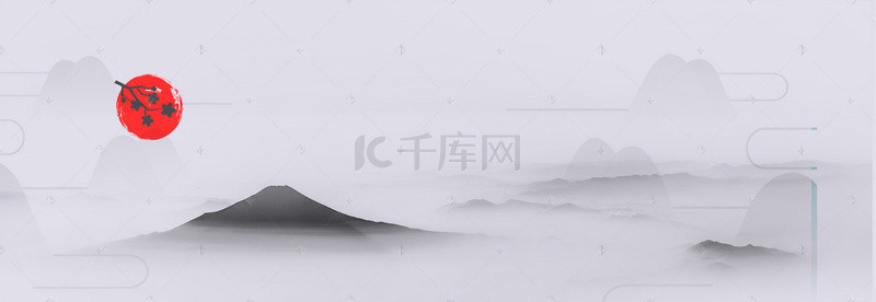 手绘风简约背景图片_中国风水墨山水背景