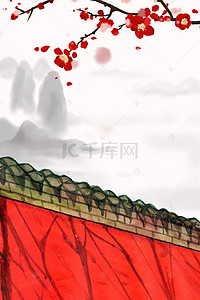 中国古城墙山水背景素材