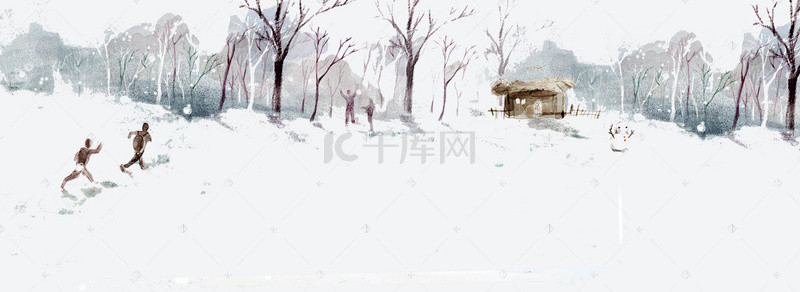 雪天摔跤背景图片_传统节气大寒创意背景合成