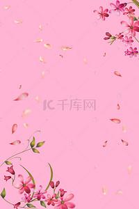 小花瓣边框背景图片_小清新母亲节花瓣边框广告背景