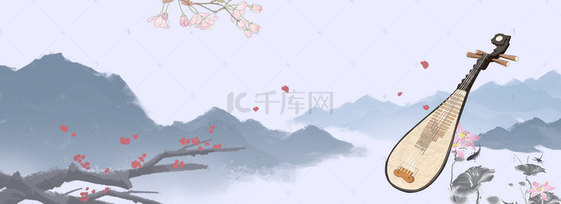 中国风古典乐器琵琶海报背景素材