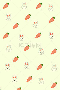 兔子平铺背景图片_黄色手绘兔子平铺平面广告