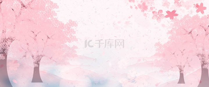 唯美粉色樱花节背景图片_樱花节小清新文艺浪漫粉色背景