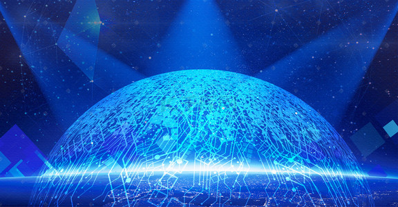 科技感粒子线条背景图片_蓝色互联网科技线条背景