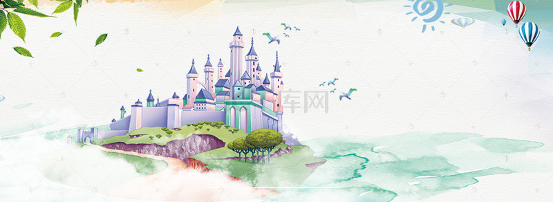 新中式边框素材背景图片_梦幻插画高端房地产展板banner