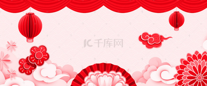新年剪纸中国风喜庆春节猪年背景