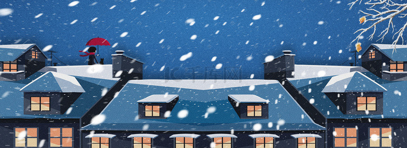 卡通手绘大雪节气背景图片_卡通手绘24节气大雪海报banner