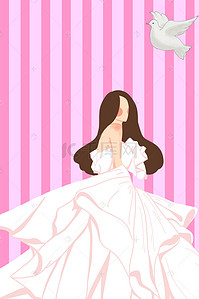 婚礼背景新娘素材背景图片_新娘跟妆服务流程海报背景素材