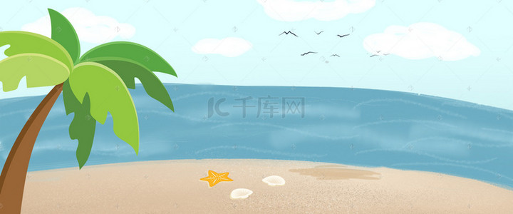 夏天夏天海边沙滩背景图片_夏日海边沙滩旅行背景