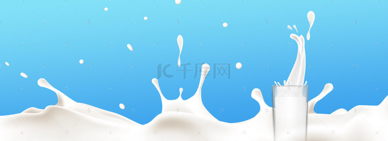 牛奶广告广告背景图片_牛奶美食促销蓝色banner