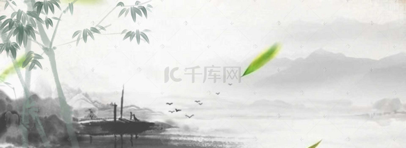 中国建筑海报背景背景图片_中国风水墨江山如画广告背景