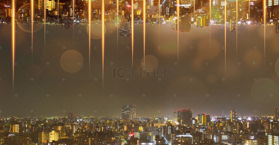 简约城市科技商业背景图片_创意合成城市科技商业简约光效背景