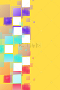 黄色背景彩色网格几何图案平面广告