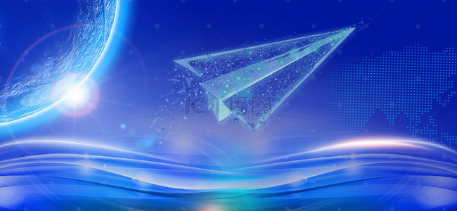科技线条地球背景图片_蓝色地球光纤线条banner