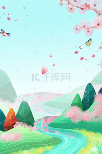 矢量清新春季风景背景