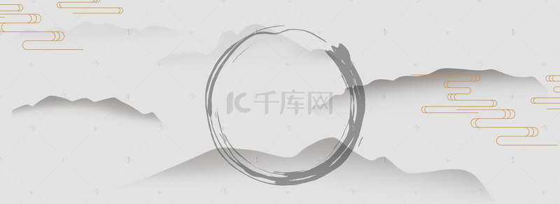 中式中国风创意山水海报banner背景