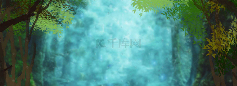 森林女孩背景图片_卡通森林背景banner