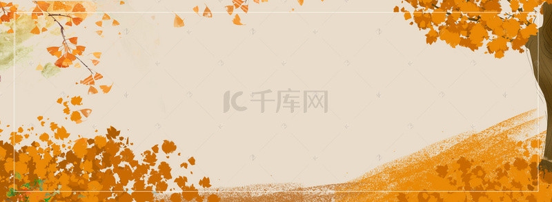 手绘落叶背景图片_手绘金色秋季新品落叶背景