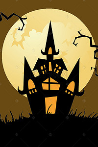 古堡背景图片_卡通万圣节古堡女巫