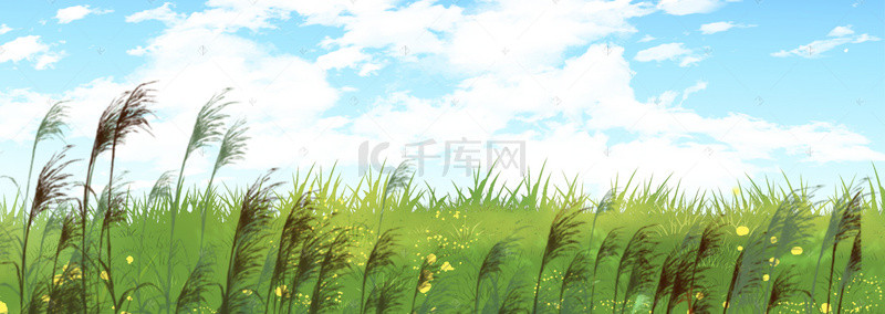 农村田野卡通背景背景图片_绿色植物风景背景