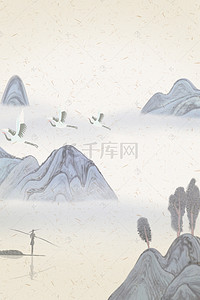 中国风高山水墨灰色背景素材