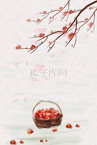 淡彩桃花背景图片_二十四节气之春风吹花瓣飘