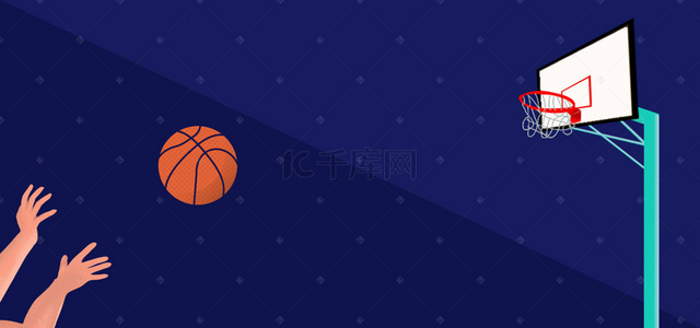 卡通新媒体标题框文背景图片_卡通扁平篮球投篮球赛背景素材