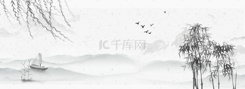 中国风复古房地产背景图片_水墨中国风房地产banner背景