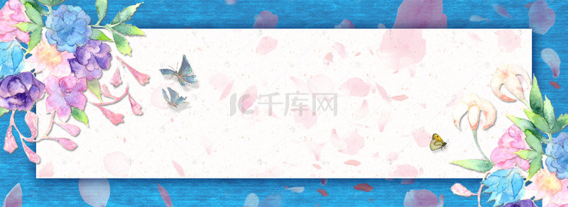 新品上市花朵背景图片_蓝色水彩花卉新品上市海报背景