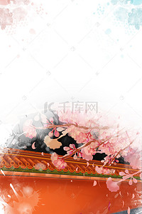 北京古建筑线条背景图片_北京故宫旅游海报设计背景模板