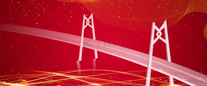 港式火锅海报背景图片_港珠澳大桥开通设计背景素材