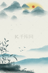 花雨水背景图片_中国风清明踏青边框背景