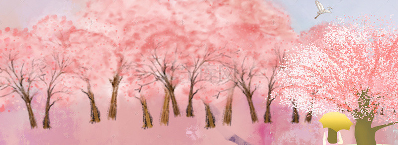 粉色樱花海报背景图片_中国风粉色樱花海报