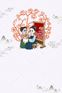纹绣宣传海报绿色背景图片_刺绣传统手工艺设计海报