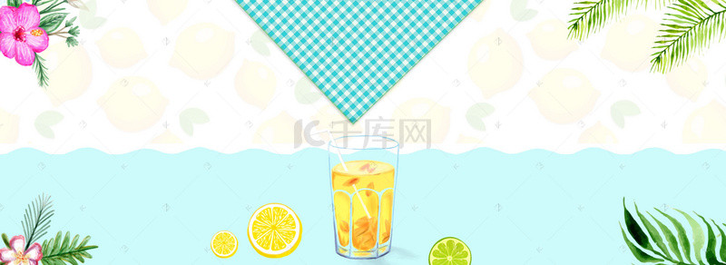 夏季日系促销背景图片_夏季日系果汁餐布美食banner