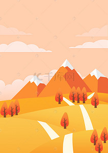 手绘秋季树木背景图片_手绘秋天海报背景
