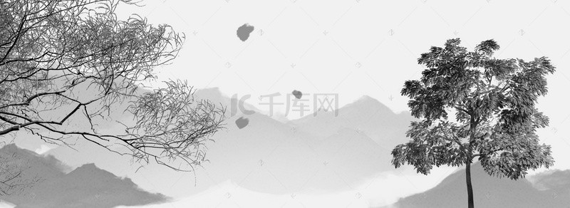 中中国画背景图片_中国风水墨砚台渐变山河背景