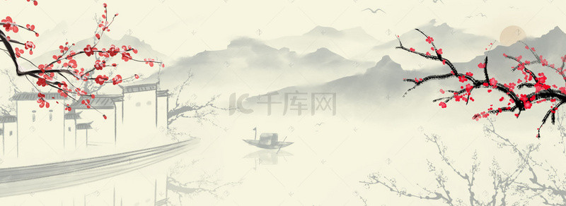电商中国风梅花海报背景