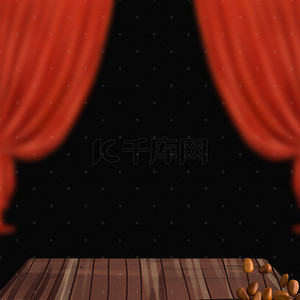 淘宝舞台背景图片_棕色木板舞台咖啡机PSD分层主图背景素材