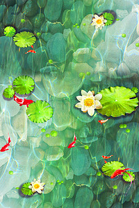 夏天池塘荷叶背景图片_白露二十四节气池塘荷叶荷花水流海报