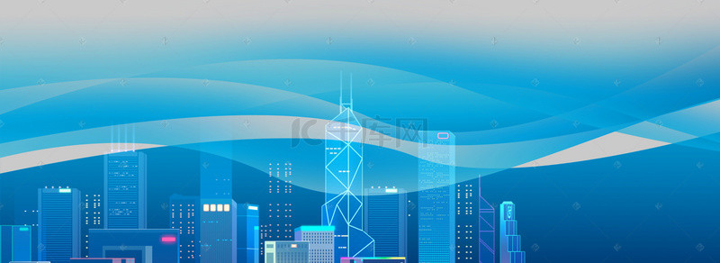 网络科技网站背景背景图片_商务科技城市蓝色banner