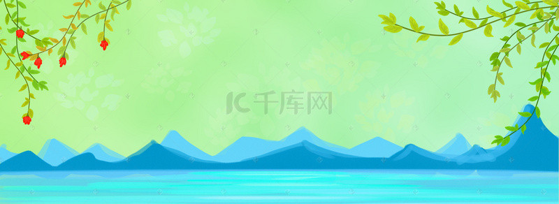 卡通柳枝背景图片_立春迎春Banner