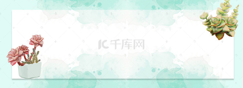 创意海报绿背景图片_创意多肉植物banner海报