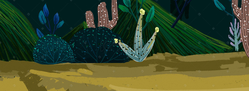 沙漠植物卡通背景图片_沙漠植物背景下载