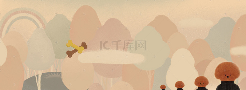 卡通手绘森林背景图片_噪点动物手绘背景图