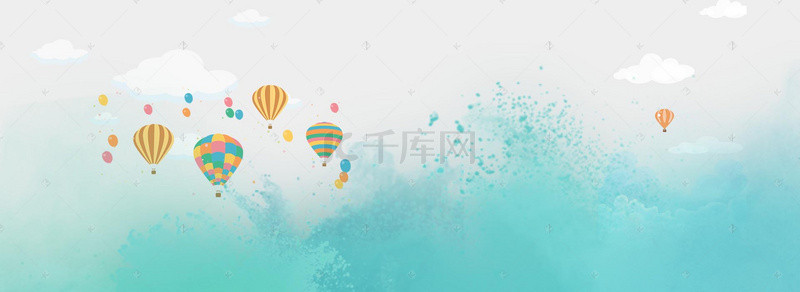 新生活动蓝绿色水彩手绘banner